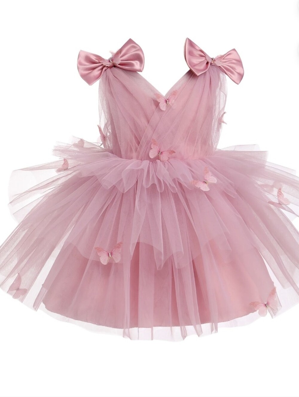 MIMEKIS Pink Tulle Butterfly Bow Dress.    L